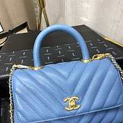 Chanel Small Coco Grained Calfskin V Quilting Flap Bag Blue A92993 23.5cm - 2
