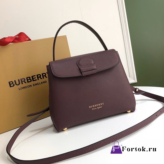 BURBERRY Small House Check Tote Bag In Burgundy 4054621 26x12x21cm - 1