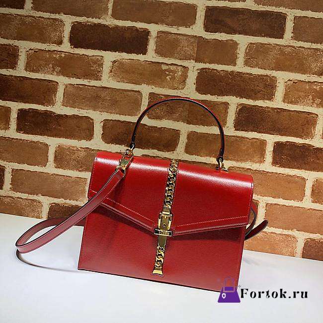Gucci Sylvie 1969 Small Top Handle Bag Red 602781 26x19x10.5cm - 1