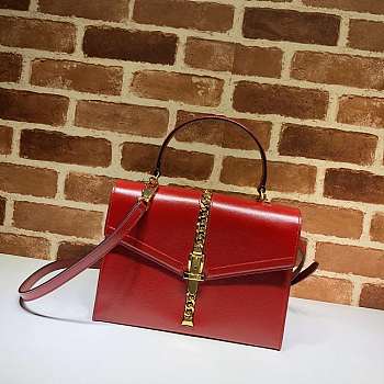 Gucci Sylvie 1969 Small Top Handle Bag Red 602781 26x19x10.5cm