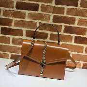 Gucci Sylvie 1969 Small Top Handle Bag Brown 602781 26x19x10.5cm - 1