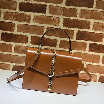 Gucci Sylvie 1969 Small Top Handle Bag Brown 602781 26x19x10.5cm