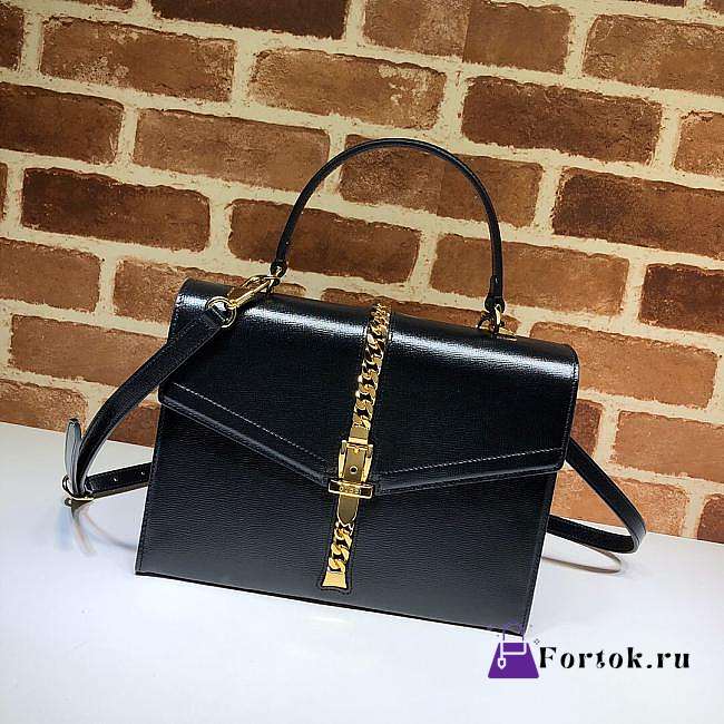 Gucci Sylvie 1969 Small Top Handle Bag Black 602781 26x19x10.5cm - 1