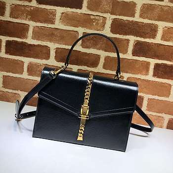 Gucci Sylvie 1969 Small Top Handle Bag Black 602781 26x19x10.5cm