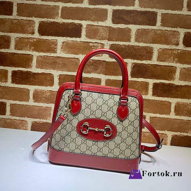 Gucci Horsebit 1955 Small Top Handle GG Red 621220 25 x 24 x 9 cm - 1