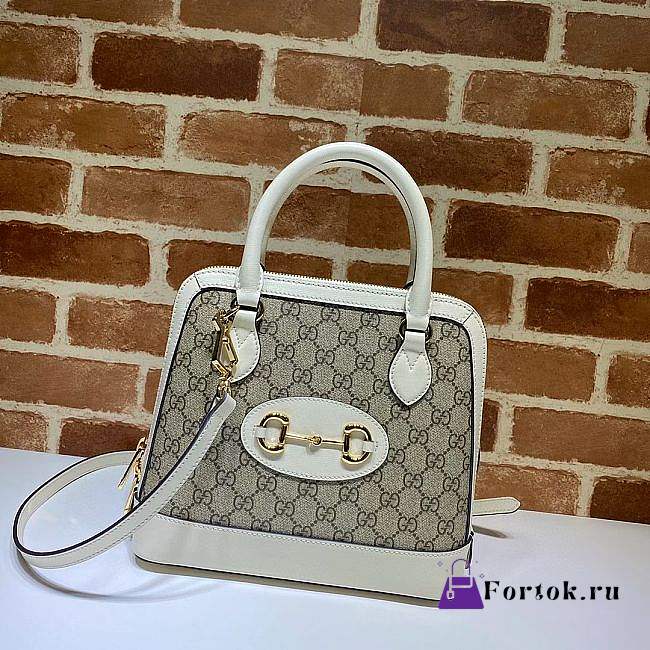 Gucci Horsebit 1955 Small Top Handle GG White 621220 25x24x9cm - 1