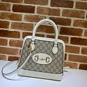 Gucci Horsebit 1955 Small Top Handle GG White 621220 25x24x9cm - 1