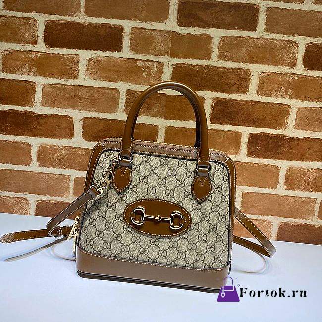 Gucci Horsebit 1955 Small Top Handle GG Brown 621220 25x24x9cm - 1