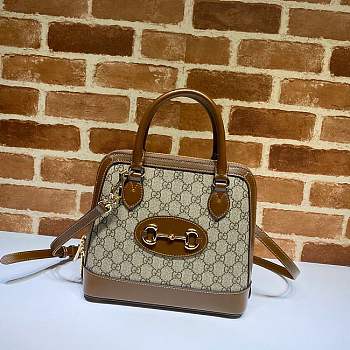 Gucci Horsebit 1955 Small Top Handle GG Brown 621220 25x24x9cm