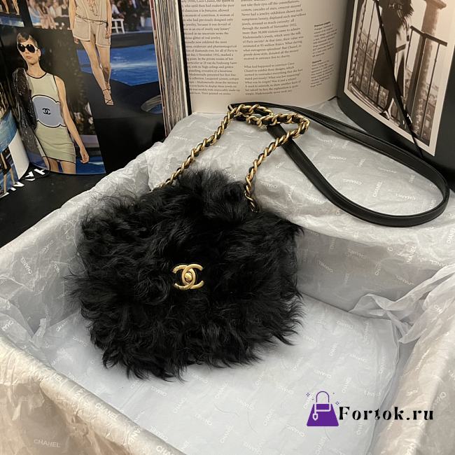 Chanel Mini Flap Bag Shearling Lambskin Black AS2885 15×11×4.5cm - 1