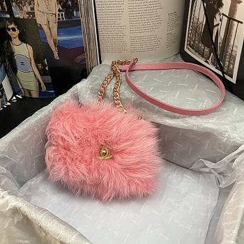 Chanel Mini Flap Bag Shearling Lambskin Pink AS2885 15×11×4.5cm