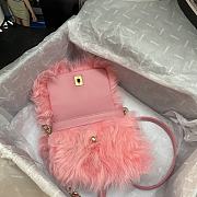 Chanel Mini Flap Bag Shearling Lambskin Pink AS2885 15×11×4.5cm - 3