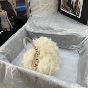 Chanel Mini Flap Bag Shearling Lambskin White AS2885 15×11×4.5cm - 5