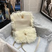 Chanel Mini Flap Bag Shearling Lambskin White AS2885 15×11×4.5cm - 4