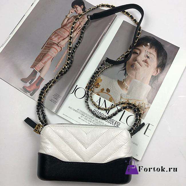 Chanel Gabrielle Clutch White/Black A94505 18x6x11cm - 1