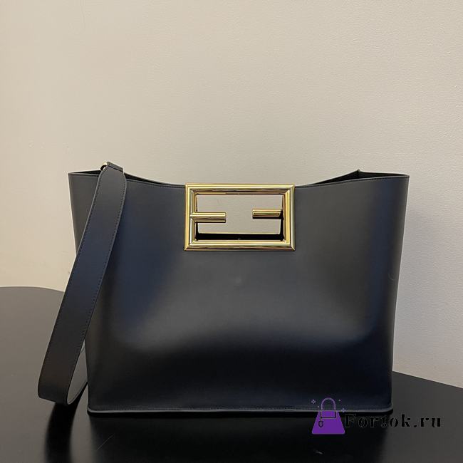 Fendi Medium Way Leather Shoulder Bag Black 8BH391 40x18x30cm - 1