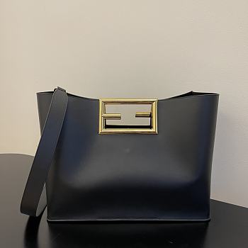 Fendi Medium Way Leather Shoulder Bag Black 8BH391 40x18x30cm