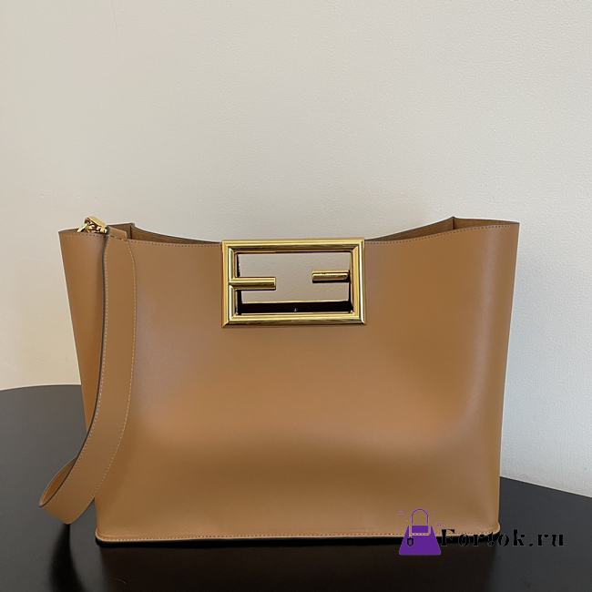Fendi Medium Way Leather Shoulder Bag Brown 8BH391 40x18x30cm - 1