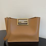 Fendi Medium Way Leather Shoulder Bag Brown 8BH391 40x18x30cm - 1