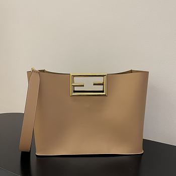 Fendi Medium Way Leather Shoulder Bag Beige 8BH391 40x18x30cm