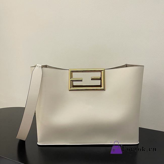 Fendi Medium Way Leather Shoulder Bag White 8BH391 40x18x30cm - 1