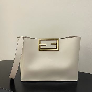 Fendi Medium Way Leather Shoulder Bag White 8BH391 40x18x30cm