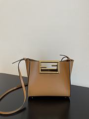 Fendi Small Way Leather Shoulder Bag Brown 8BS054 20x9x17cm - 1