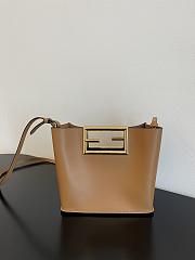 Fendi Small Way Leather Shoulder Bag Brown 8BS054 20x9x17cm - 2