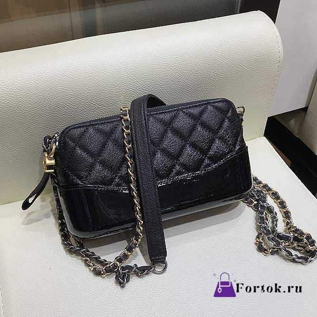 Chanel Gabrielle Clutch Black In Grain Leather A94505 18x6x11cm - 1
