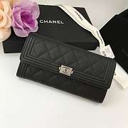 Chanel Long Wallet Smooth Leather Black & Silver-tone Metal A80286 19x10.5x3cm - 1