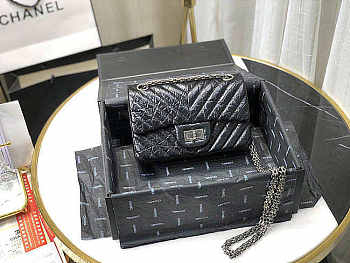 Chanel Mini 2.55 Tasche Black & Silver Metal AS0874 20x15.5×6cm