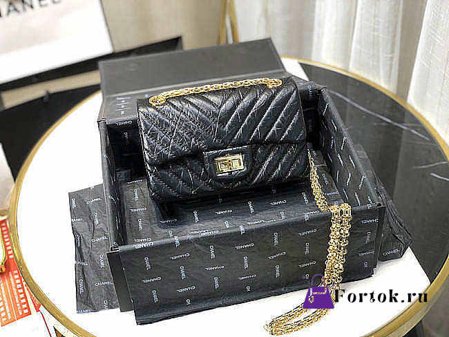 Chanel Mini 2.55 Tasche Black & Gold Metal AS0874 20x15.5×6cm - 1