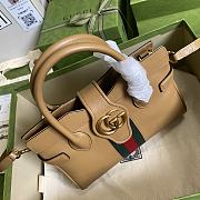 Gucci Small Top Handle Bag With Double G Brown 658450 25x19x11cm - 4