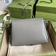 Gucci Interlocking G Leather Crossbody Bag Gray 607720 22x15x7cm - 5