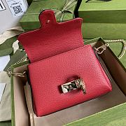 Gucci Interlocking G Leather Crossbody Bag Red 607720 22x15x7cm - 3