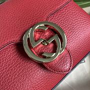 Gucci Interlocking G Leather Crossbody Bag Red 607720 22x15x7cm - 2