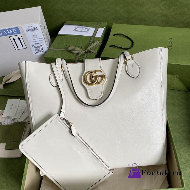 Gucci Medium Tote With Double G In White 649577 35x32x11cm - 1