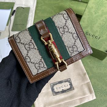 Gucci Jackie 1961 Card Case Wallet GG Supreme Canvas Beige ‎645536 11×8.5x3cm