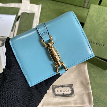 Gucci Jackie 1961 Card Case Wallet GG Blue ‎645536 11×8.5x3cm