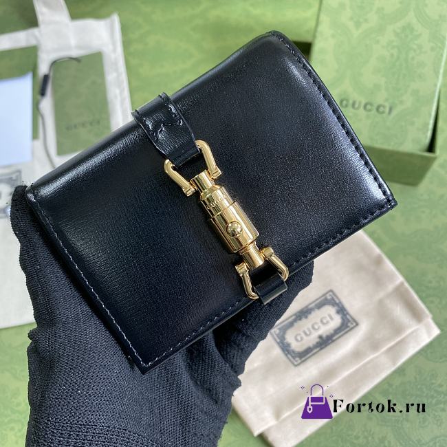 Gucci Jackie 1961 Card Case Wallet GG Black ‎645536 11×8.5x3cm - 1