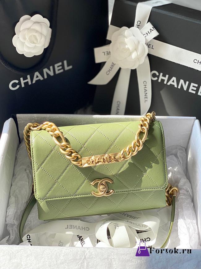 Chanel Mini Flap Bag Gold-Tone Metal Green AS2711 19.5x14x9cm - 1