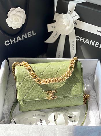 Chanel Mini Flap Bag Gold-Tone Metal Green AS2711 19.5x14x9cm