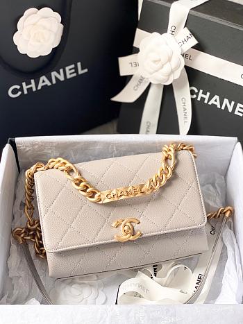 Chanel Mini Flap Bag Gold-Tone Metal Light Gray AS2711 19.5x14x9cm