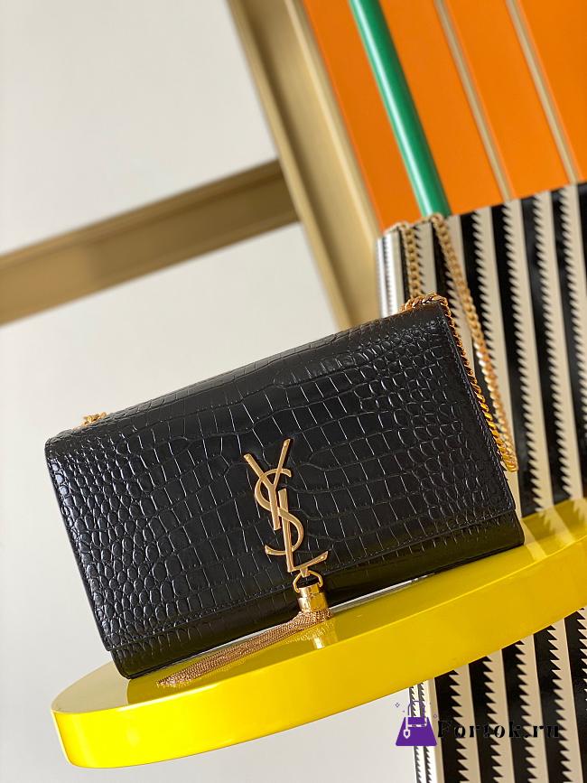 Ysl Medium Kate In Crocodile Leather Black 354119 24x14.5x5.5 cm - 1