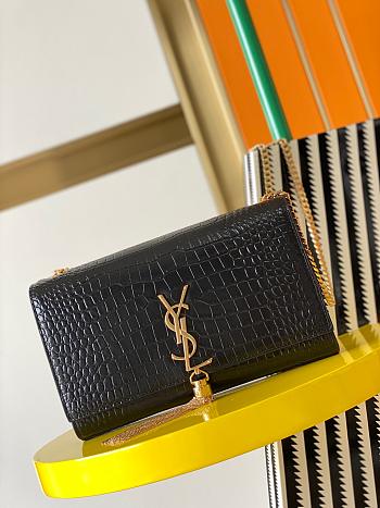 Ysl Medium Kate In Crocodile Leather Black 354119 24x14.5x5.5 cm