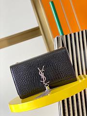 Ysl Medium Kate In Crocodile Leather Silvertone Black 354119 24x14.5x5.5 cm - 1