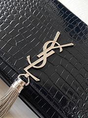 Ysl Medium Kate In Crocodile Leather Silvertone Black 354119 24x14.5x5.5 cm - 2