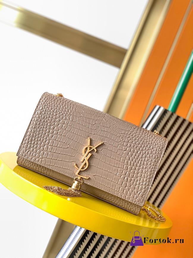Ysl Medium Kate In Crocodile Leather Beige 354119 24x14.5x5.5cm - 1