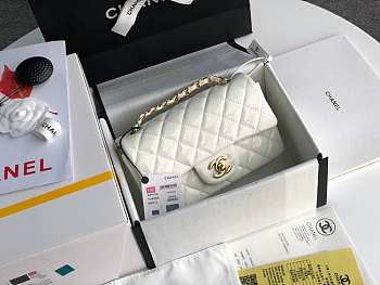 Chanel Mini Classic Flap Bag White Patent/Golden Metal A69900 20cm