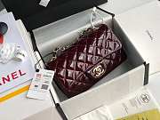 Chanel Mini Classic Flap Bag Burgundy Patent/Golden Metal A69900 20cm - 1